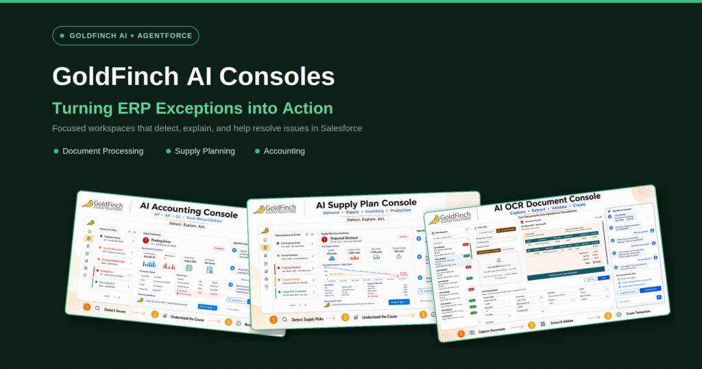 GoldFinch AI Consoles: Turning ERP Exceptions into Action 