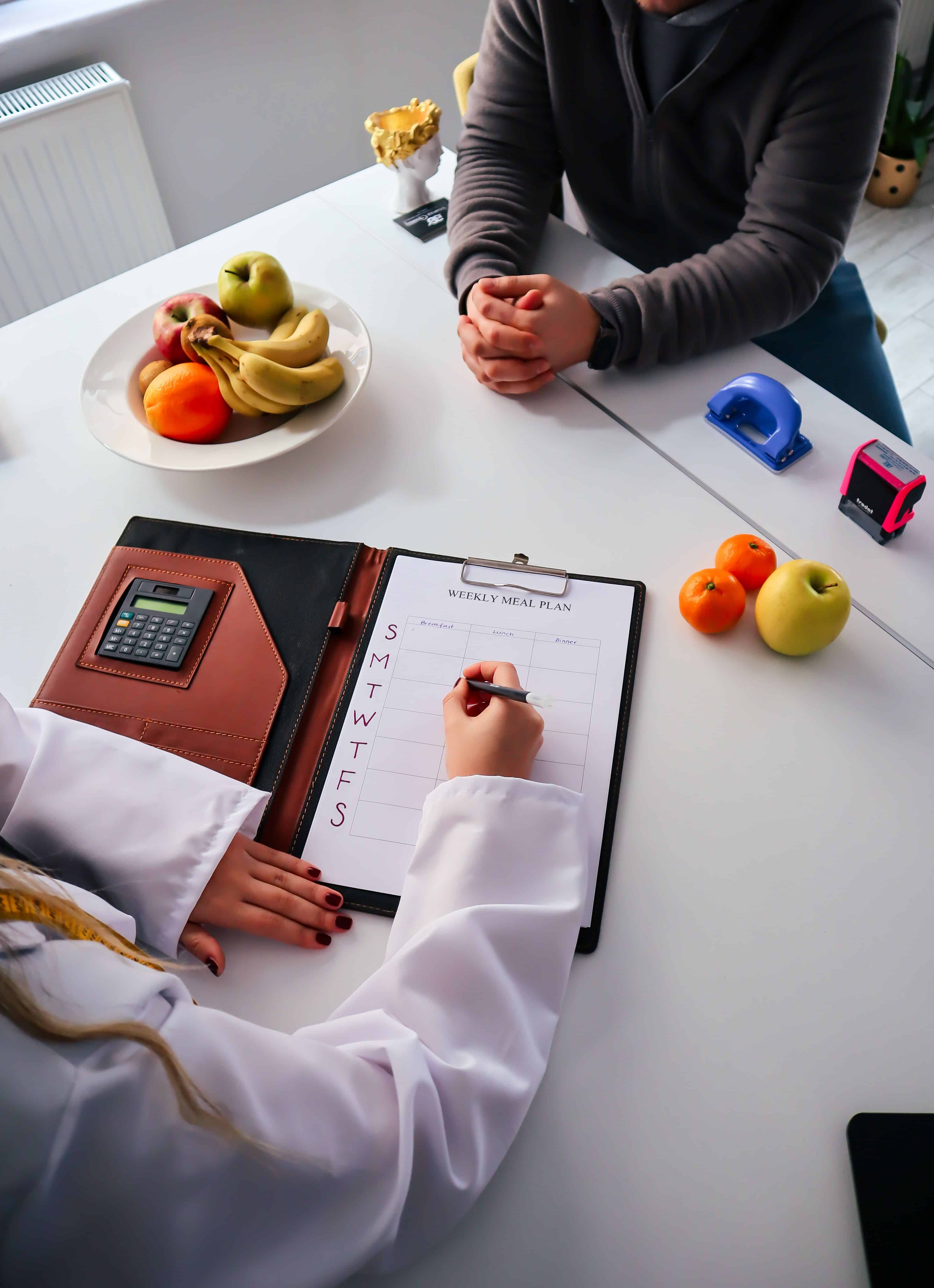 Dietitian reviewing a meal plan